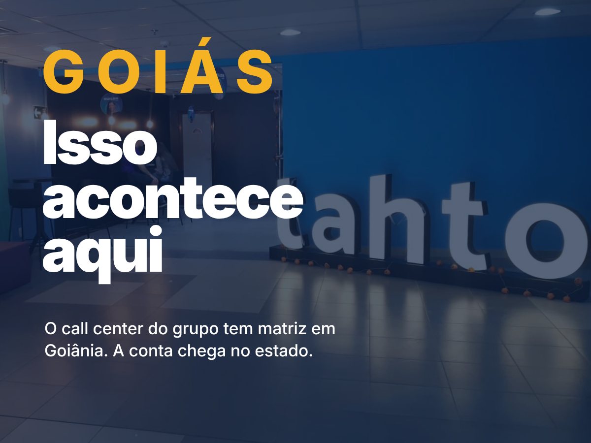Saguão da Tahto em Goiânia com o letreiro da empresa